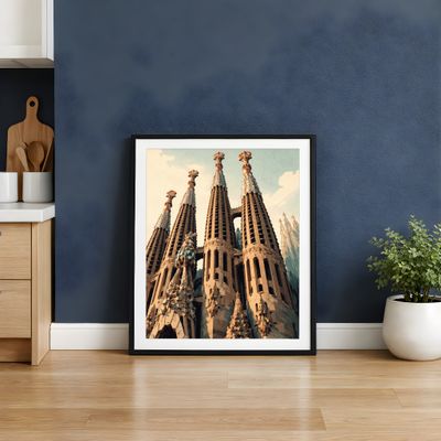 Sagrada Familia Wall Art, Barcelona Travel Poster, Gaudi Architecture Decor