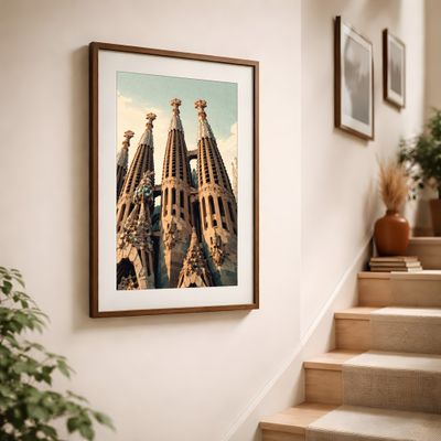 Sagrada Familia Wall Art, Barcelona Travel Poster, Gaudi Architecture Decor