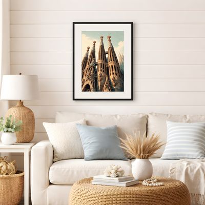 Sagrada Familia Wall Art, Barcelona Travel Poster, Gaudi Architecture Decor