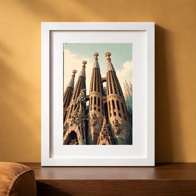 Sagrada Familia Wall Art, Barcelona Travel Poster, Gaudi Architecture Decor