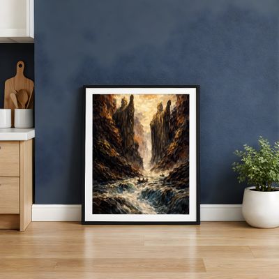 Mythic Sea Wall Art, Fantasy Ocean Poster, Epic Coastal Painting