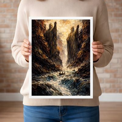 Mythic Sea Wall Art, Fantasy Ocean Poster, Epic Coastal Painting