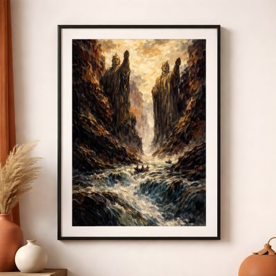 Mythic Sea Wall Art, Fantasy Ocean Poster, Epic Coastal Painting
