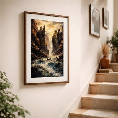 Mythic Sea Wall Art, Fantasy Ocean Poster, Epic Coastal Painting