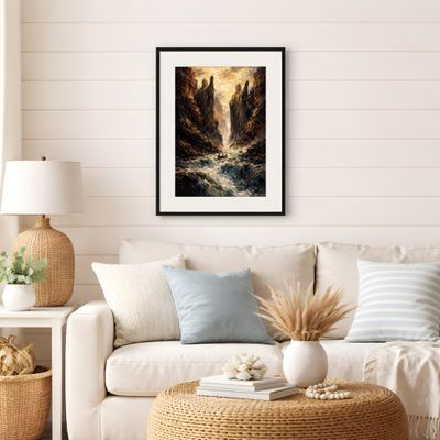 Mythic Sea Wall Art, Fantasy Ocean Poster, Epic Coastal Painting