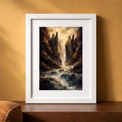 Mythic Sea Wall Art, Fantasy Ocean Poster, Epic Coastal Painting