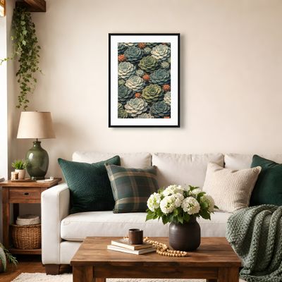Succulent Matte Poster, Desert Botanical Wall Art, Echeveria Plant Decor