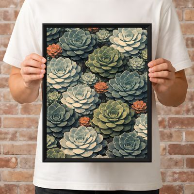 Succulent Matte Poster, Desert Botanical Wall Art, Echeveria Plant Decor