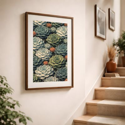 Succulent Matte Poster, Desert Botanical Wall Art, Echeveria Plant Decor