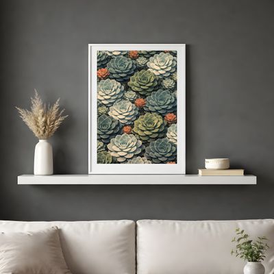 Succulent Matte Poster, Desert Botanical Wall Art, Echeveria Plant Decor