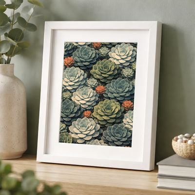 Succulent Matte Poster, Desert Botanical Wall Art, Echeveria Plant Decor
