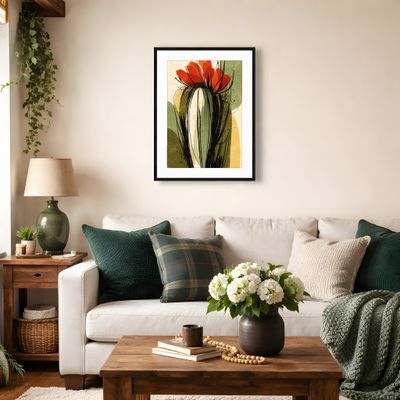 Poppy Flower Wall Art, Modern Botanical Poster, Abstract Ink Floral Decor