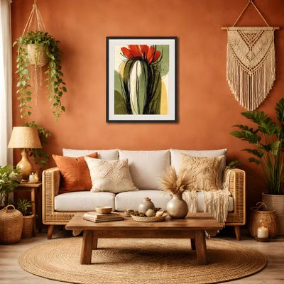 Poppy Flower Wall Art, Modern Botanical Poster, Abstract Ink Floral Decor