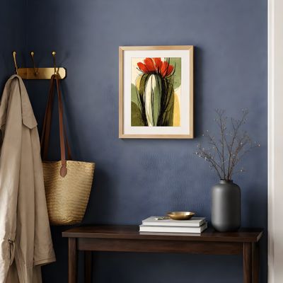 Poppy Flower Wall Art, Modern Botanical Poster, Abstract Ink Floral Decor