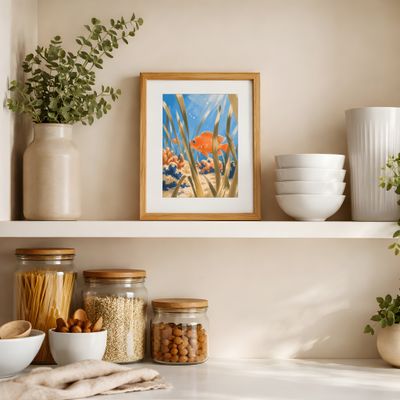 Orange Fish Wall Art, Coastal Ocean Poster, Underwater Beach Decor