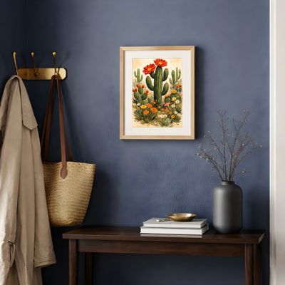 Cactus Wall Art, Desert Botanical Poster, Southwest Floral Nursery Decor