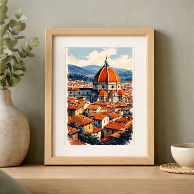 Florence Duomo Watercolor | Printable Wall Art | Downloadable Prints | Italy Travel Poster | Tuscan Cityscape Decor