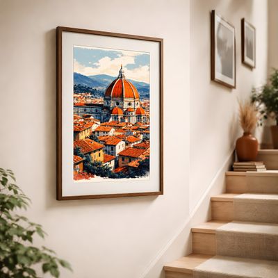 Florence Duomo Watercolor | Printable Wall Art | Downloadable Prints | Italy Travel Poster | Tuscan Cityscape Decor