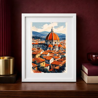 Florence Duomo Watercolor | Printable Wall Art | Downloadable Prints | Italy Travel Poster | Tuscan Cityscape Decor