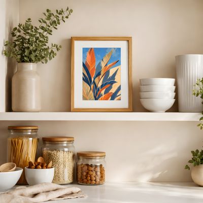 Bird of Paradise Wall Art, Tropical Botanical Mid Century Modern Poster