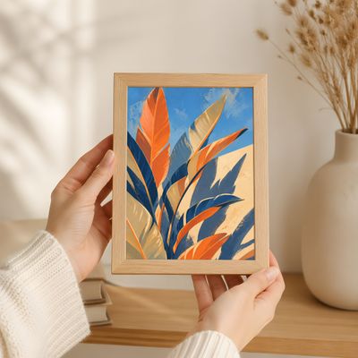 Bird of Paradise Wall Art, Tropical Botanical Mid Century Modern Poster