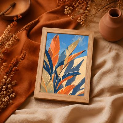 Bird of Paradise Wall Art, Tropical Botanical Mid Century Modern Poster