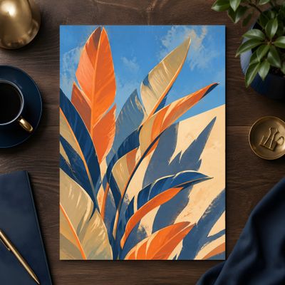 Bird of Paradise Wall Art, Tropical Botanical Mid Century Modern Poster