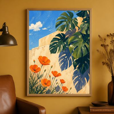Monstera Wall Art, Tropical Botanical Poster, Mediterranean Decor