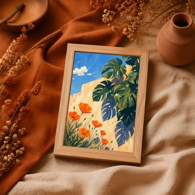 Monstera Wall Art, Tropical Botanical Poster, Mediterranean Decor