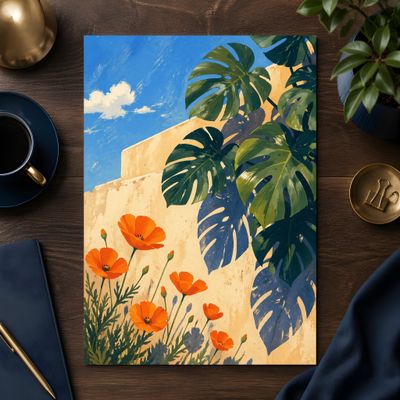 Monstera Wall Art, Tropical Botanical Poster, Mediterranean Decor