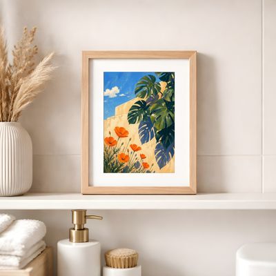 Monstera Wall Art, Tropical Botanical Poster, Mediterranean Decor