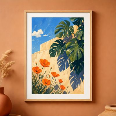 Monstera Wall Art, Tropical Botanical Poster, Mediterranean Decor