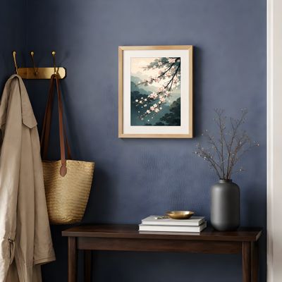 Cherry Blossom Matte Poster, Japanese Watercolor Wall Art, Zen Nature Decor