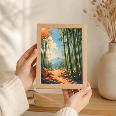 Bamboo Forest Wall Art, Japanese Landscape Poster, Zen Nature Decor