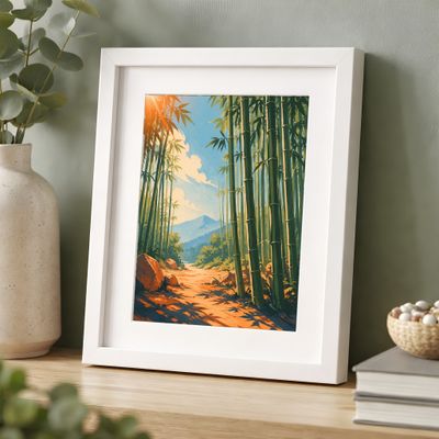 Bamboo Forest Wall Art, Japanese Landscape Poster, Zen Nature Decor