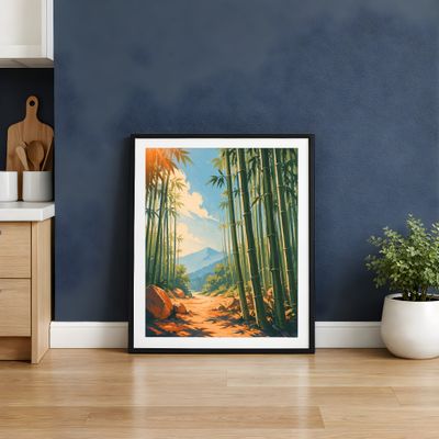 Bamboo Forest Wall Art, Japanese Landscape Poster, Zen Nature Decor