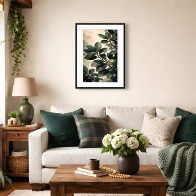 Magnolia Leaf Matte Poster, Vintage Botanical Wall Art, Moody Green Nature Decor