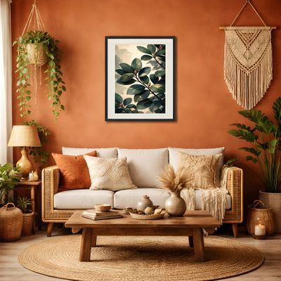 Magnolia Leaf Matte Poster, Vintage Botanical Wall Art, Moody Green Nature Decor