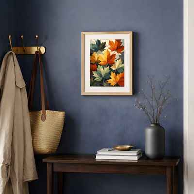 Maple Leaves Matte Poster, Autumn Botanical Wall Art, Mid Century Fall Decor