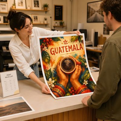 Guatemala Coffee Wall Art, Vintage Travel Poster, Coffee Lover Print