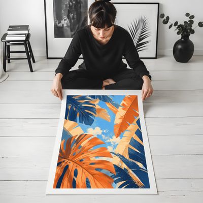 Tropical Leaf Poster, Monstera Wall Art, Coastal Botanical Decor