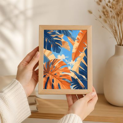 Tropical Leaf Poster, Monstera Wall Art, Coastal Botanical Decor