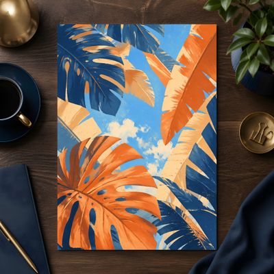 Tropical Leaf Poster, Monstera Wall Art, Coastal Botanical Decor