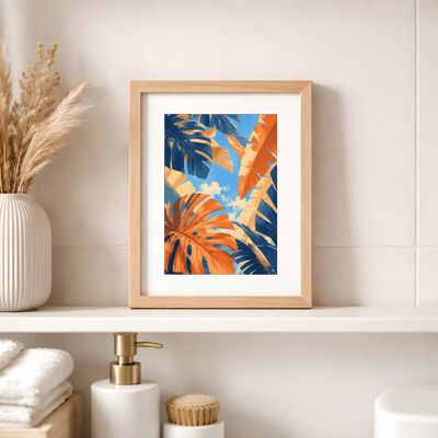 Tropical Leaf Poster, Monstera Wall Art, Coastal Botanical Decor