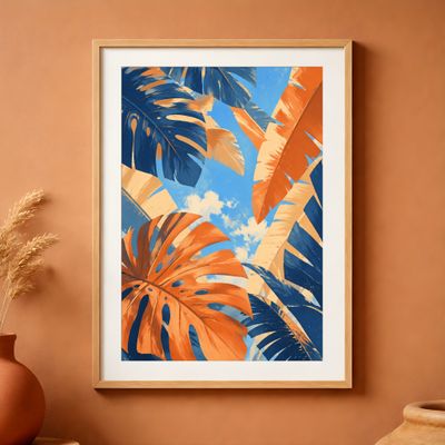 Tropical Leaf Poster, Monstera Wall Art, Coastal Botanical Decor