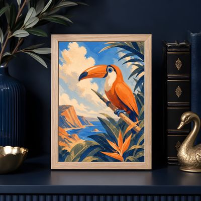 Toucan Wall Art, Tropical Bird Poster, Coastal Jungle Decor