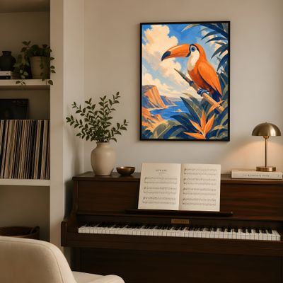 Toucan Wall Art, Tropical Bird Poster, Coastal Jungle Decor