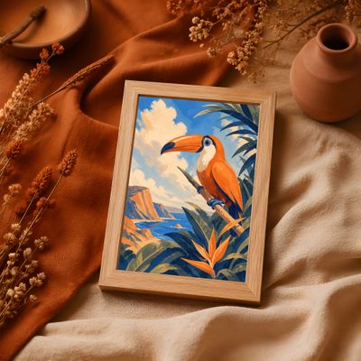 Toucan Wall Art, Tropical Bird Poster, Coastal Jungle Decor