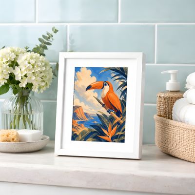 Toucan Wall Art, Tropical Bird Poster, Coastal Jungle Decor
