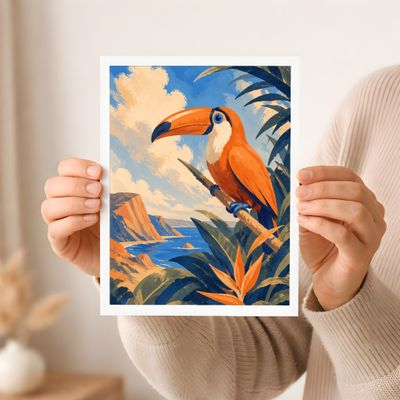 Toucan Wall Art, Tropical Bird Poster, Coastal Jungle Decor